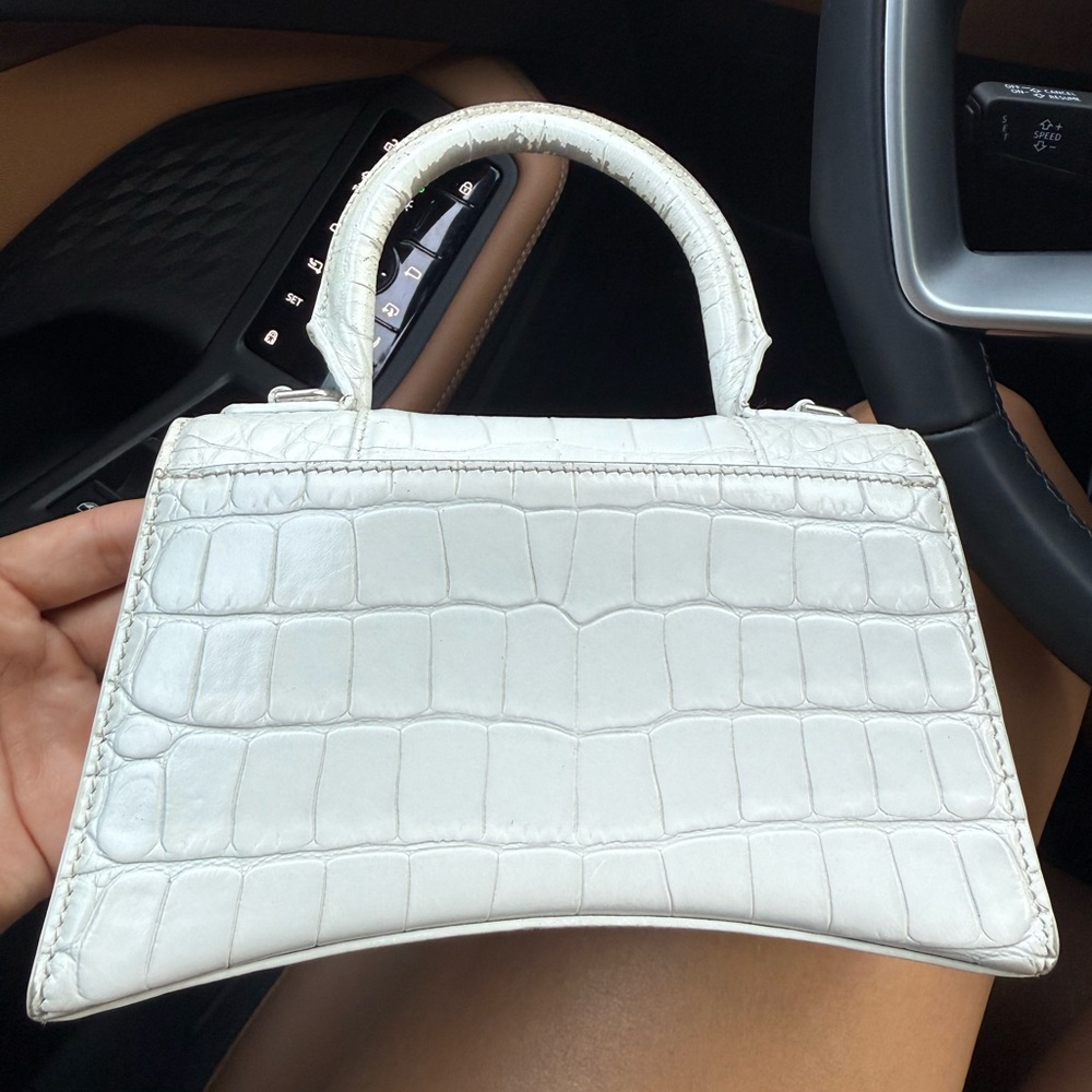 Balenciaga White Croc-Embossed Crossbody Bag - Picture 10 of 13